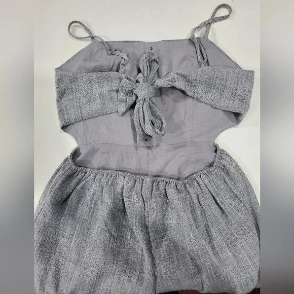 Womens Gray Chambray ankle length Open back Jumpsuit Large - Picture 4 of 9